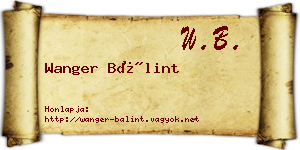 Wanger Bálint névjegykártya